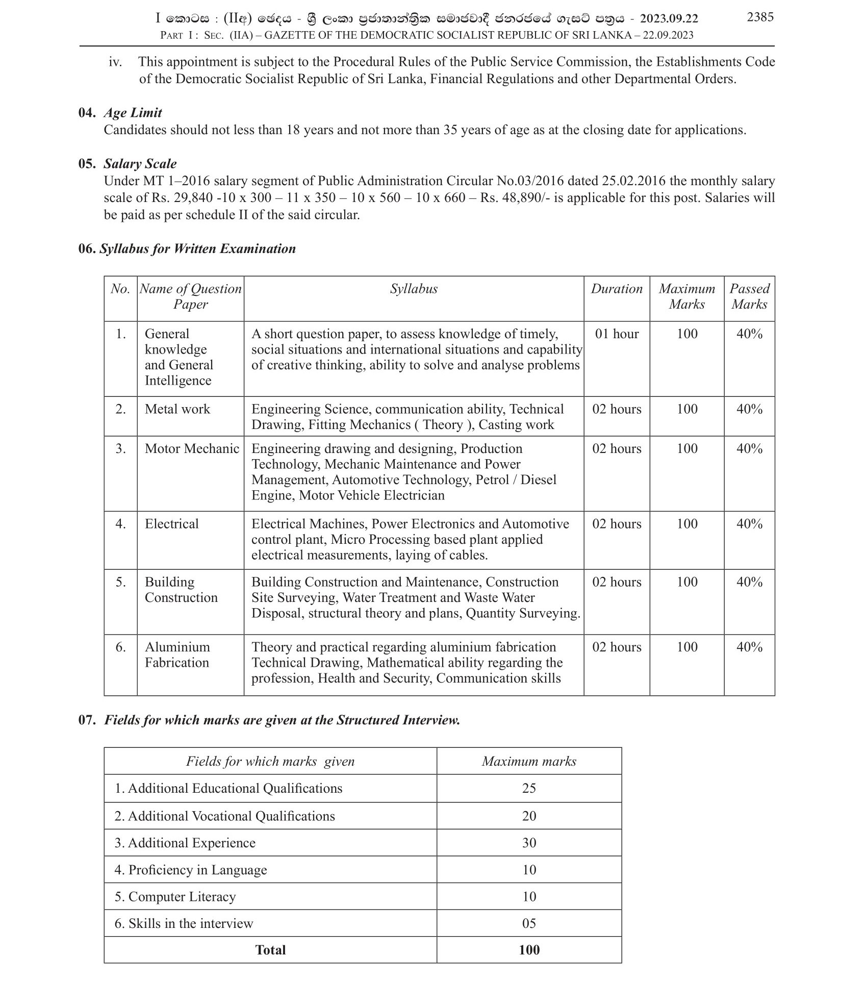 Demonstrator (Open) - Development of Technical Education & Training