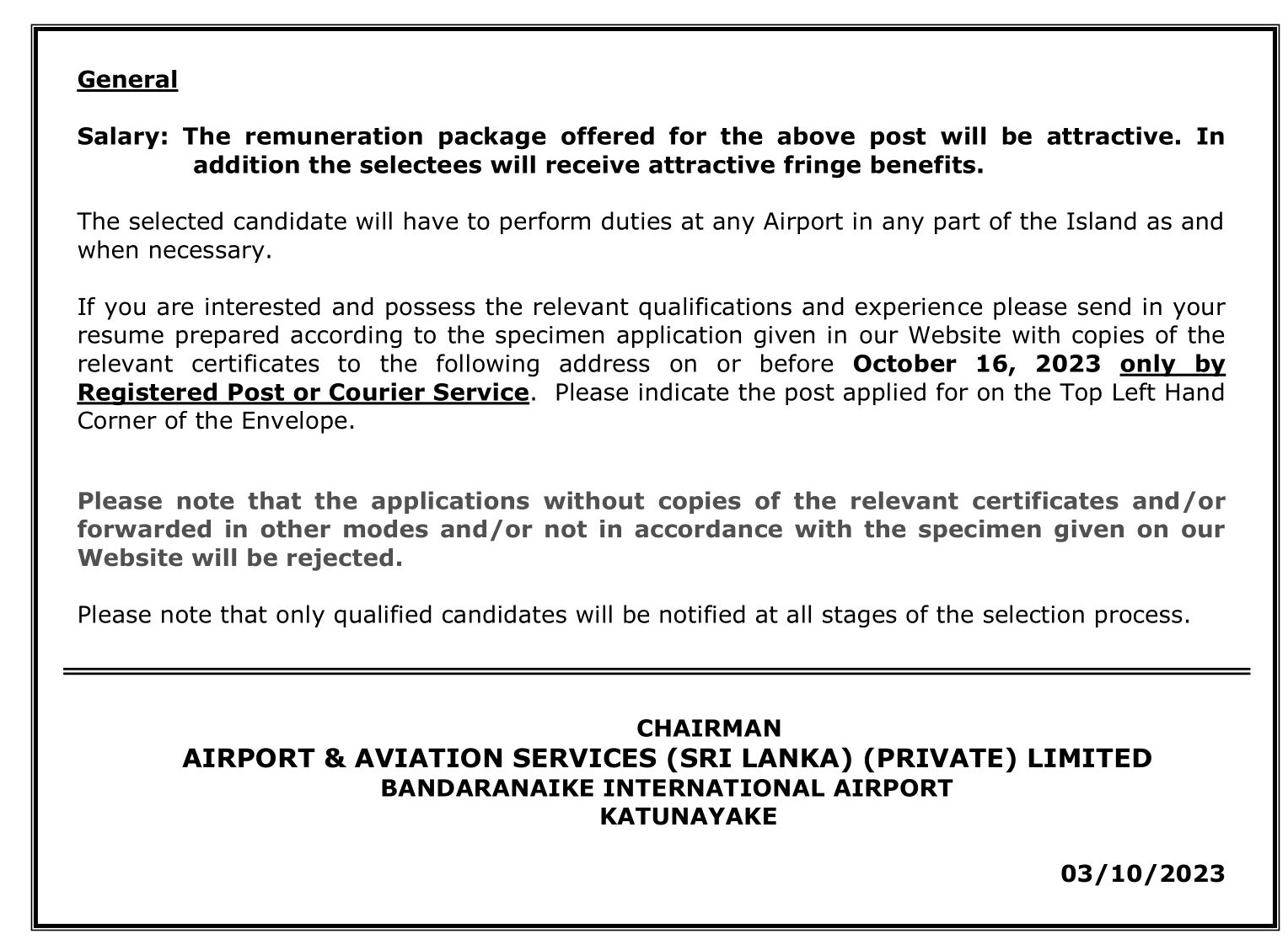 Electrical Engineer, Technical Officer (Electrical) - Airport & Aviation Services (Sri Lanka) (Private) Limited