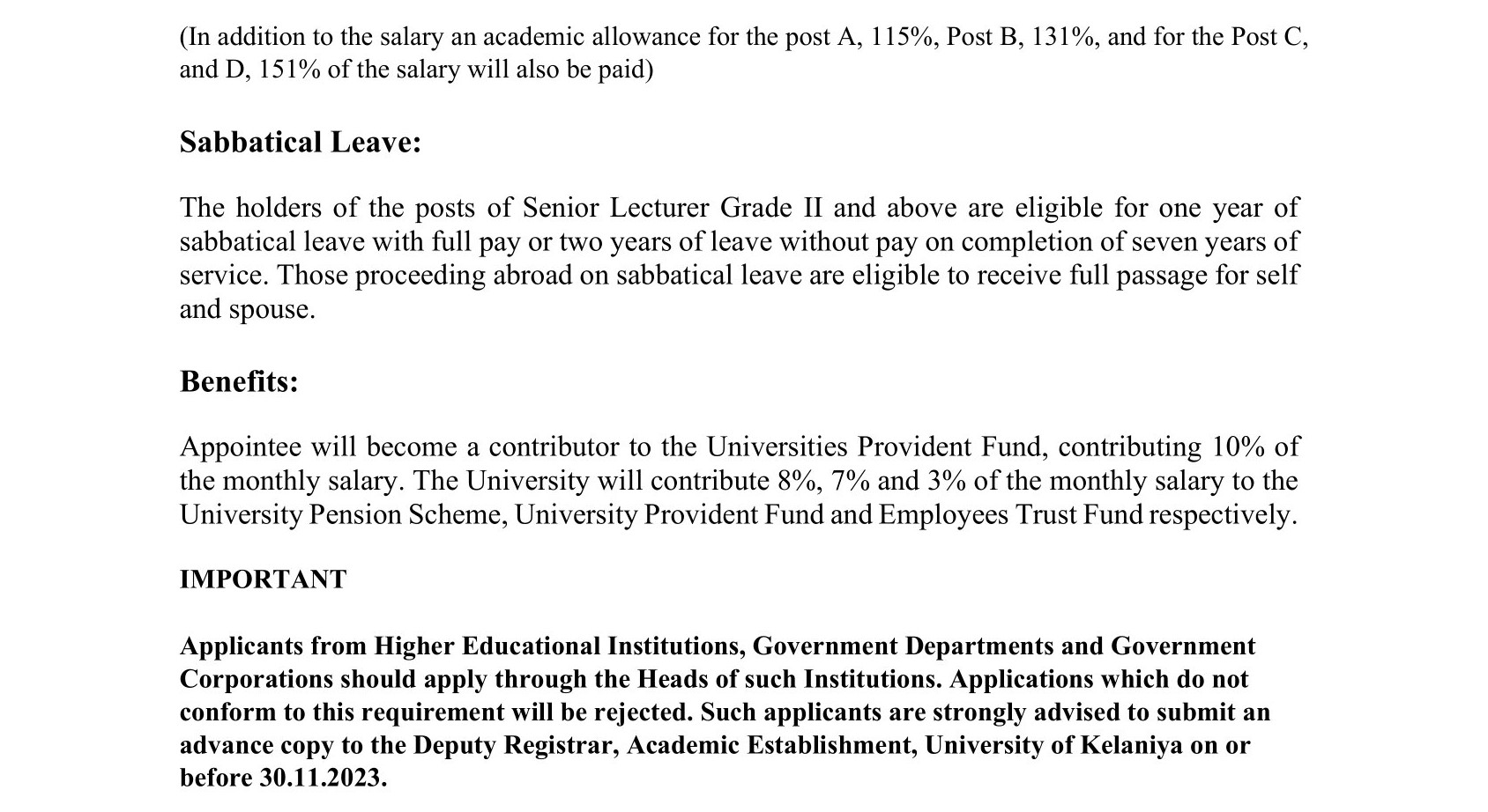 Lecturer, Senior Lecturer - University of Kelaniya