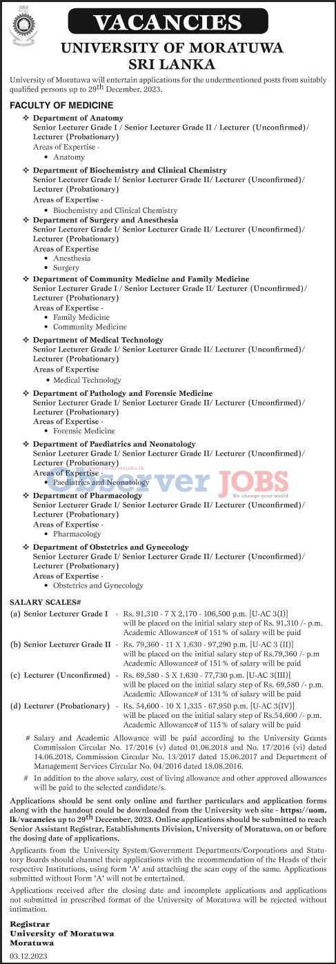 Senior Lecturer, Lecturer - University of Moratuwa