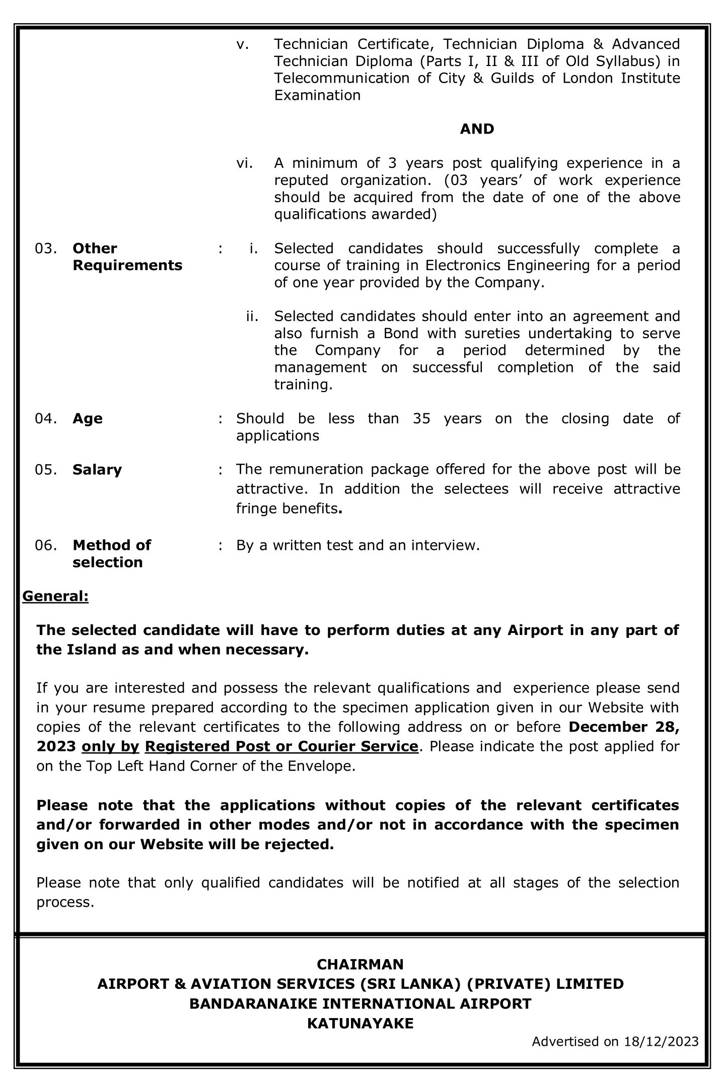 Air Traffic Safety Electronics Engineering Officer - Airport & Aviation Services (Sri Lanka) (Private) Limited