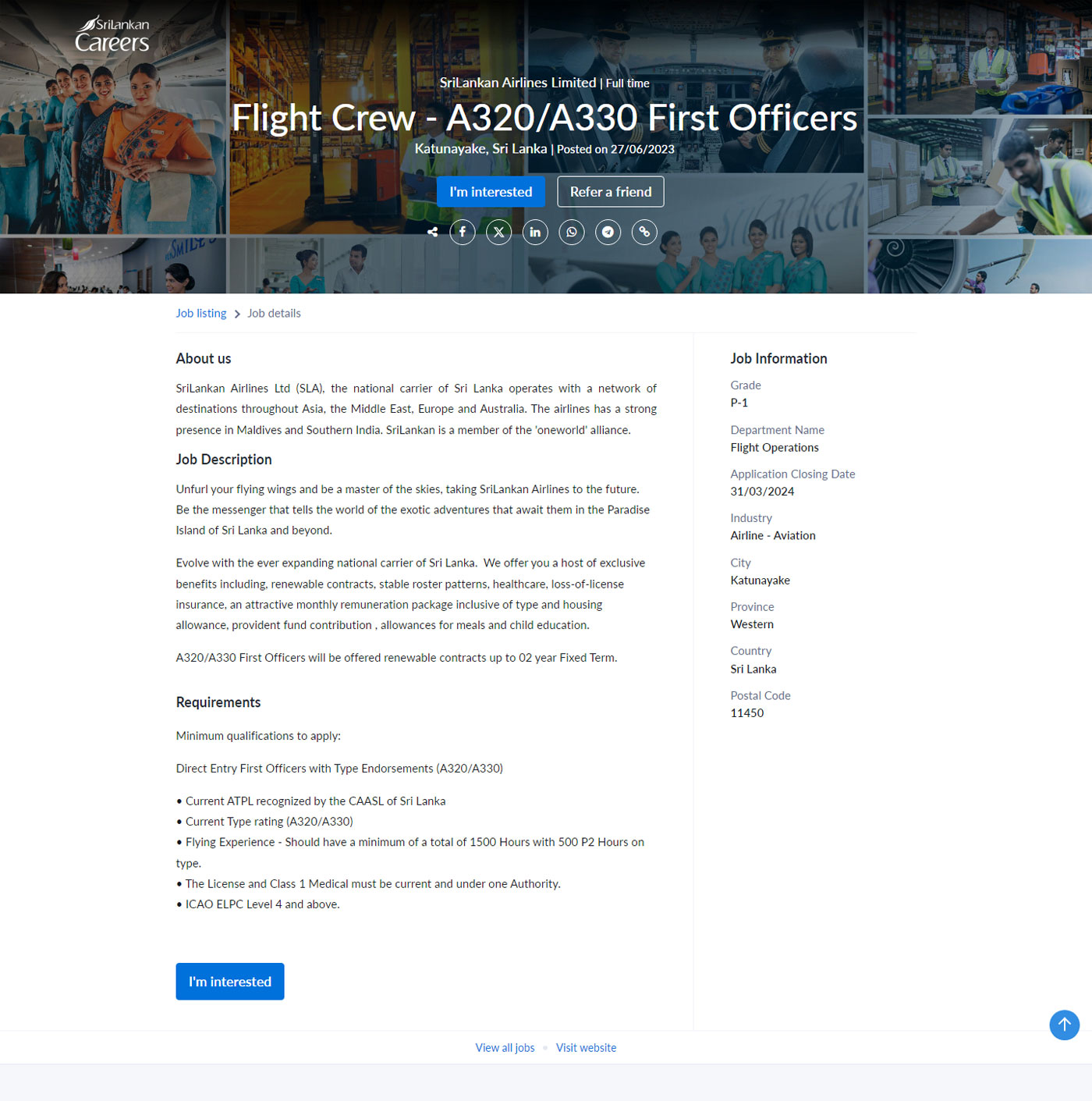 Flight Crew - SriLankan Airlines Limited