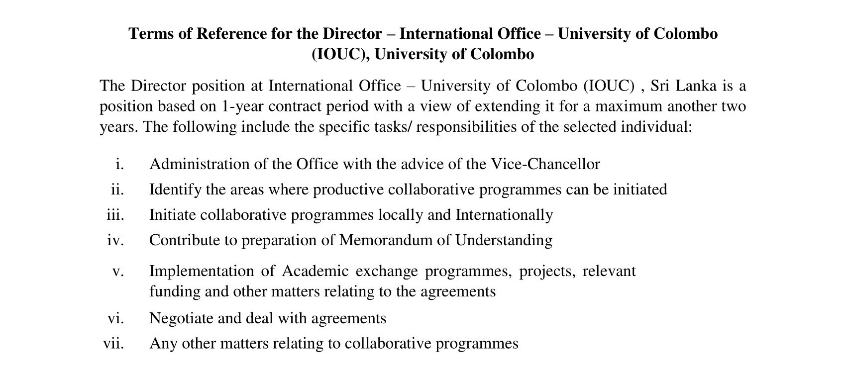 Director - University of Colombo