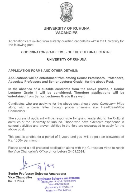 Coordinator - University of Ruhuna