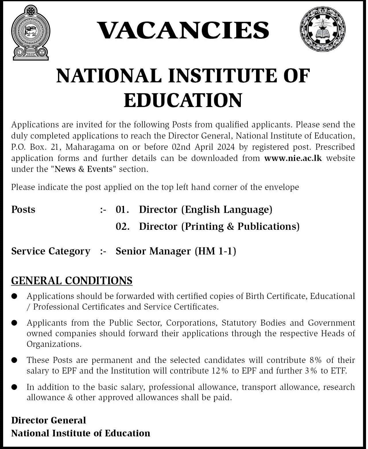 Director - National Institute of Education