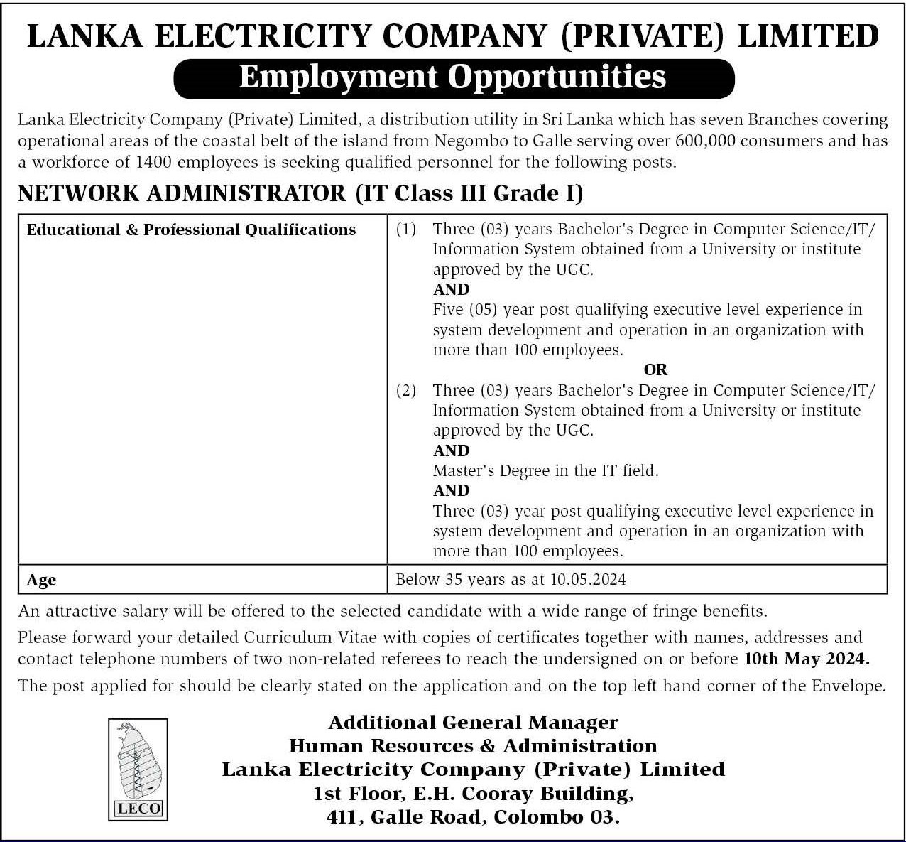 Network Administrator - Lanka Electricity Company (Private) Limited