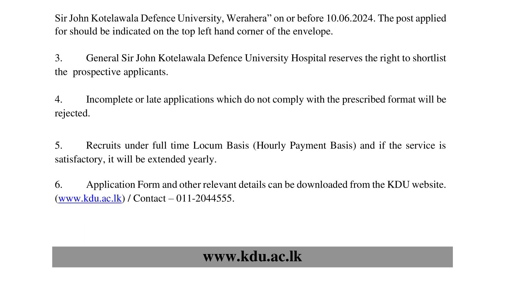 Matron - General Sir John Kotelawala Defence University