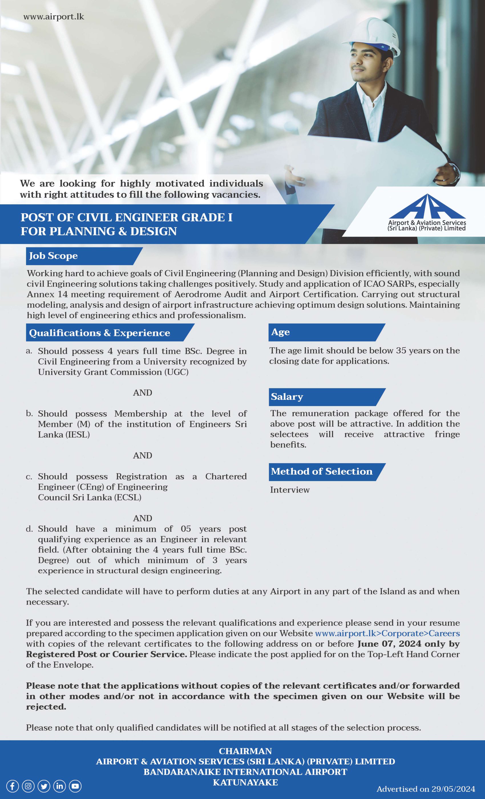 Civil Engineer - Airport & Aviation Services (Sri Lanka) Private Limited