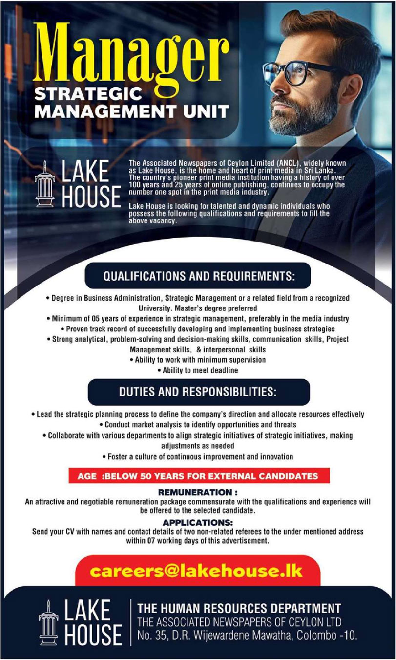 Manager - The Associated Newspapers of Ceylon Ltd