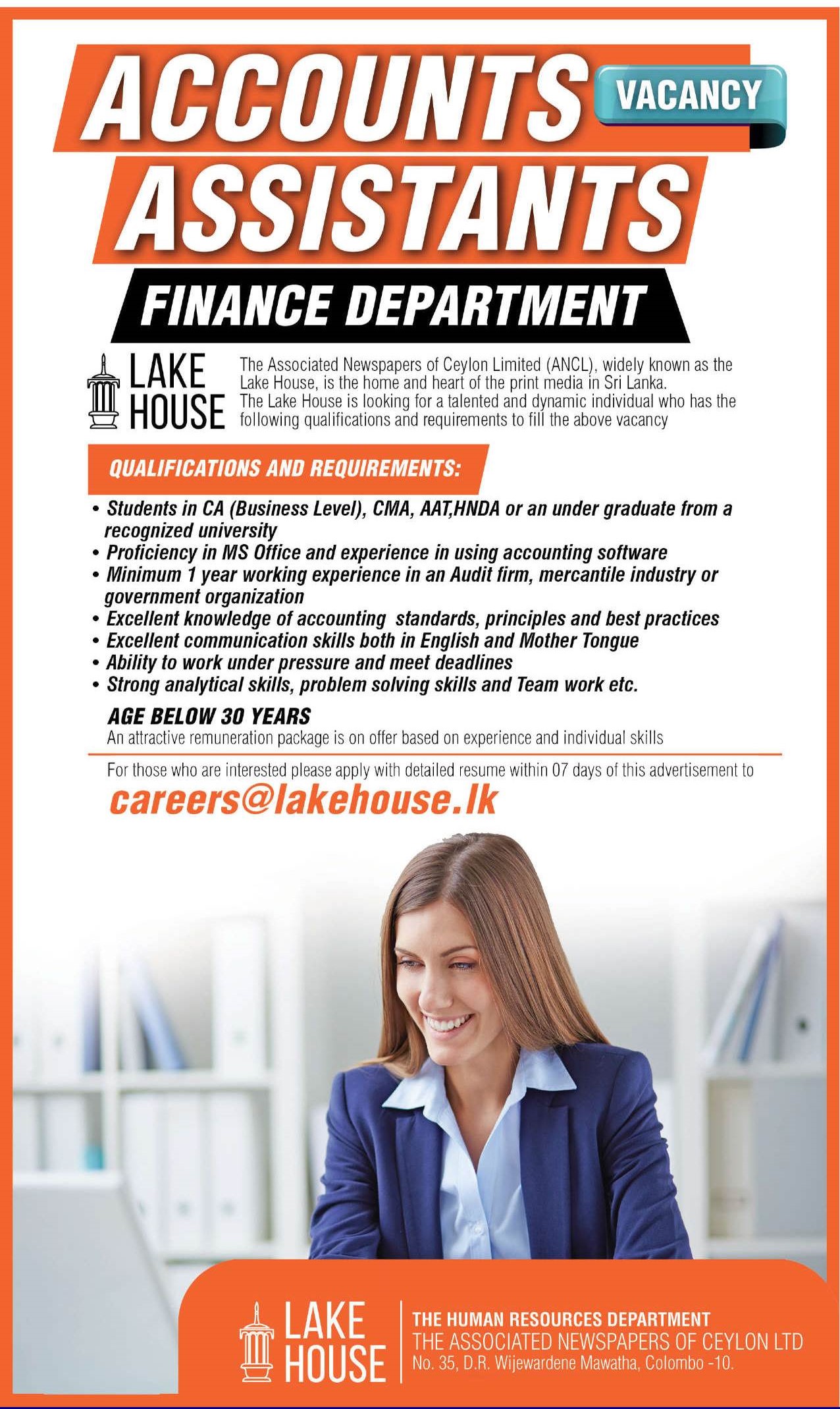 Accounts Assistant - The Associated Newspapers of Ceylon Limited