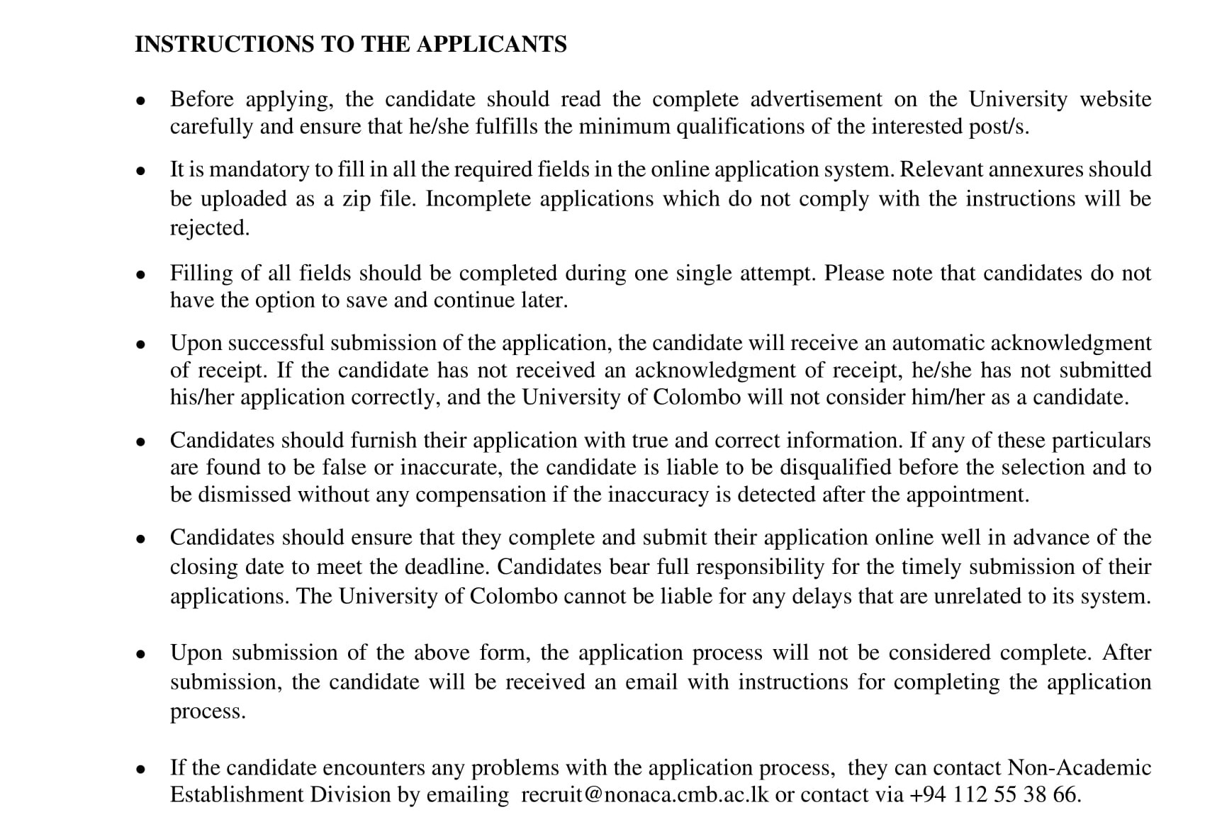 Sub-Warden - University of Colombo