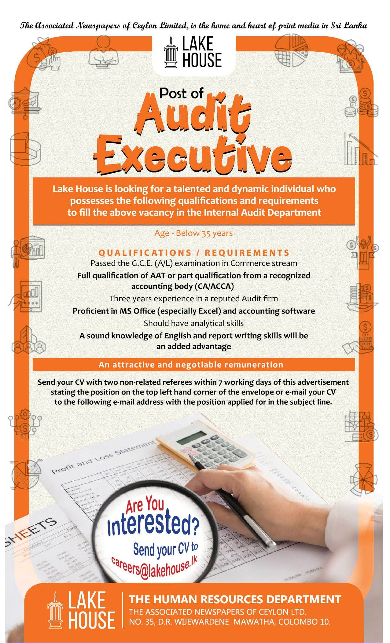 Audit Executive - The Associated Newspapers of Ceylon Ltd