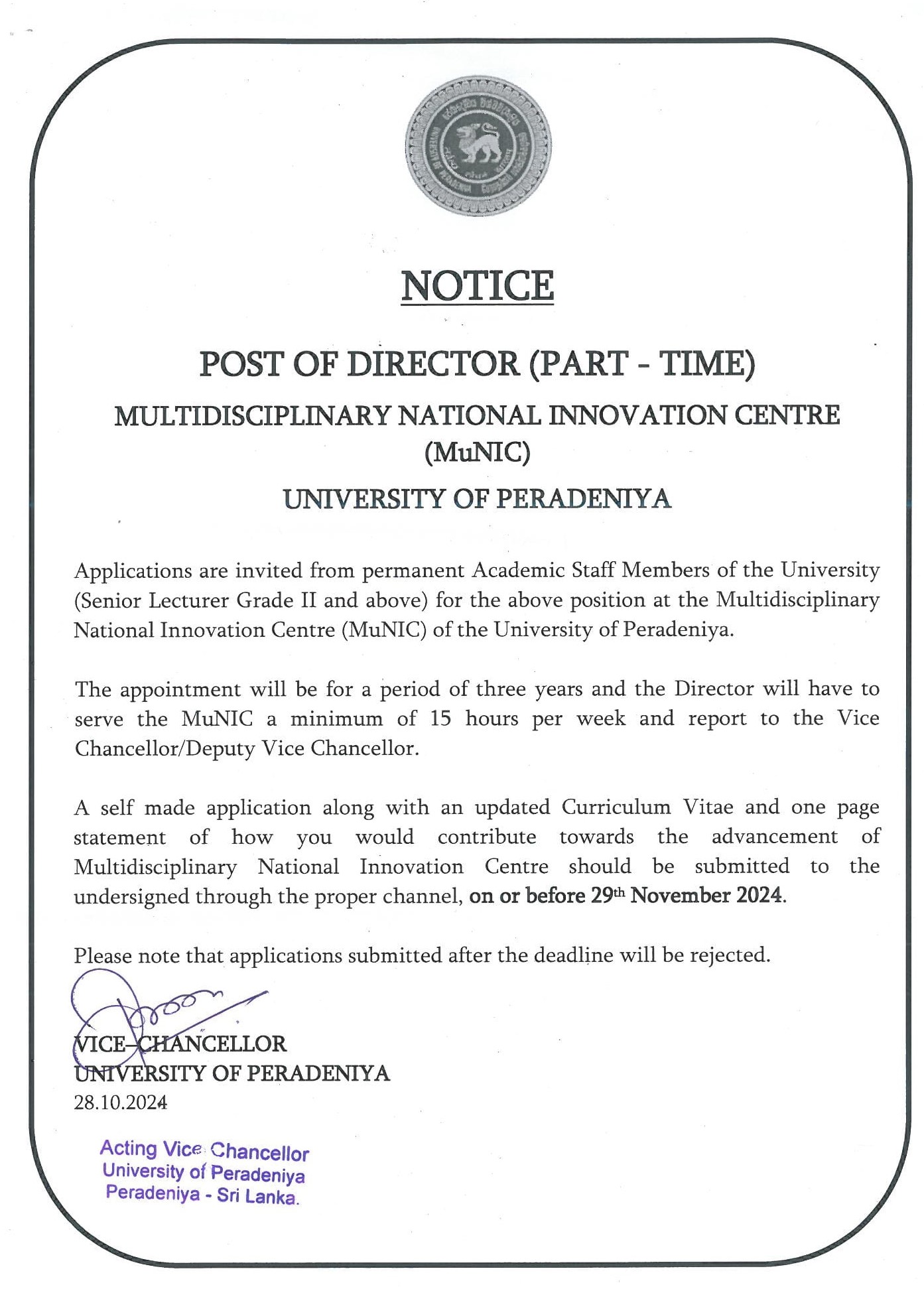 Director - University of Peradeniya