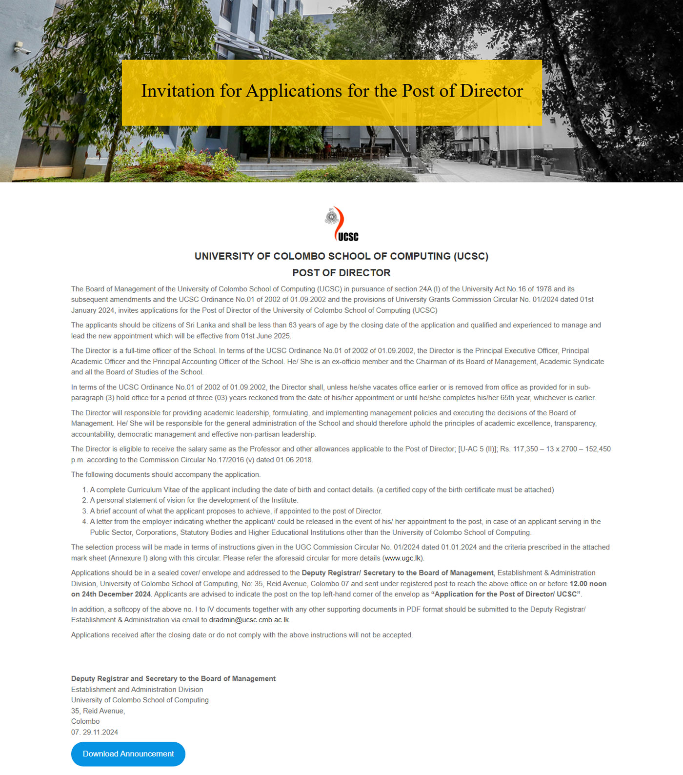 Director - University of Colombo School of Computing