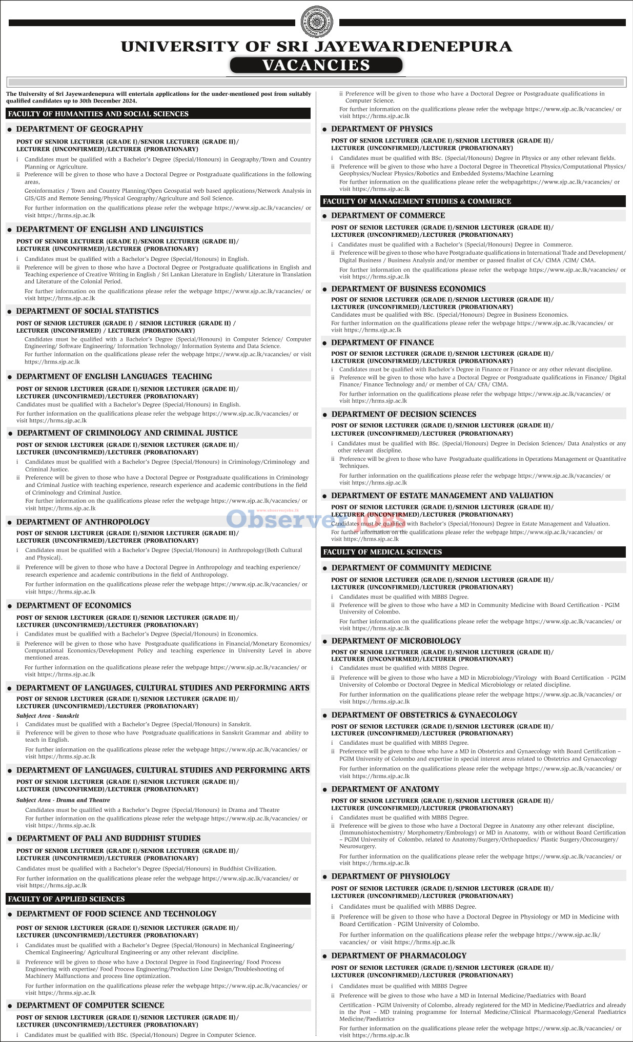 Senior Lecturer, Lecturer - University of Jayewardenepura