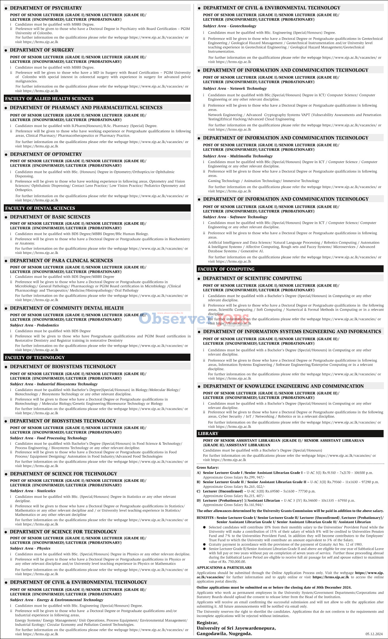 Senior Lecturer, Lecturer - University of Jayewardenepura
