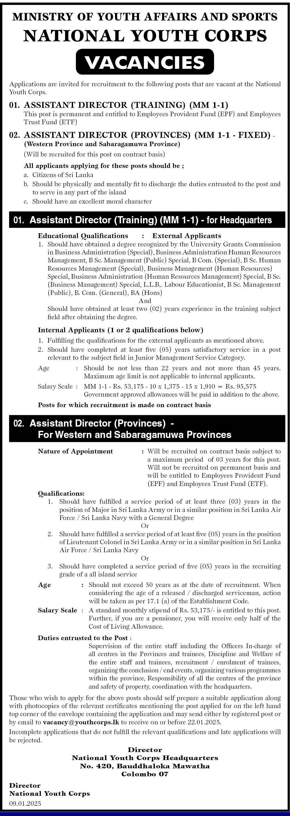 Assistant Director - National Youth Corps