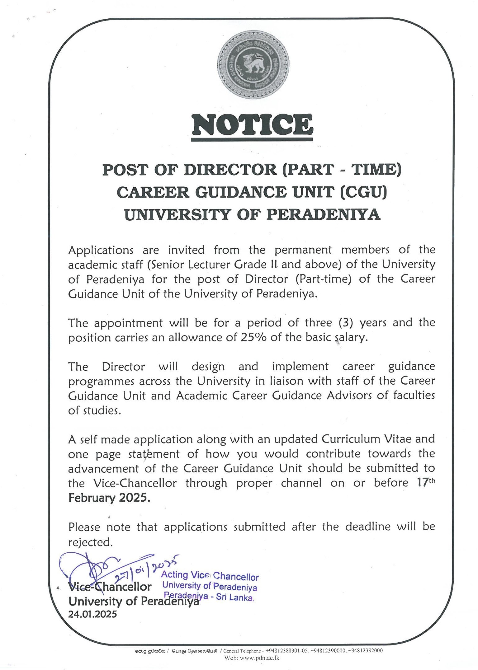 Director - University of Peradeniya