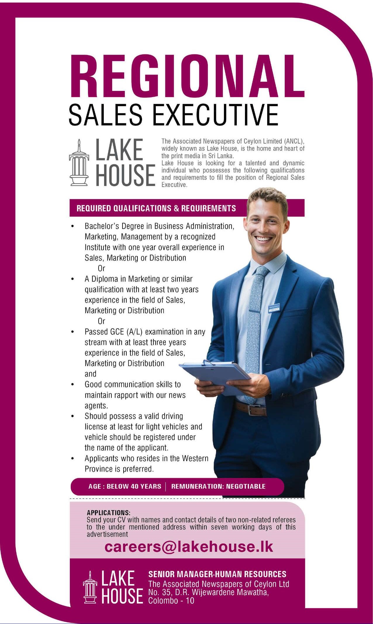 Regional Sales Executive - The Associated Newspapers of Ceylon Limited