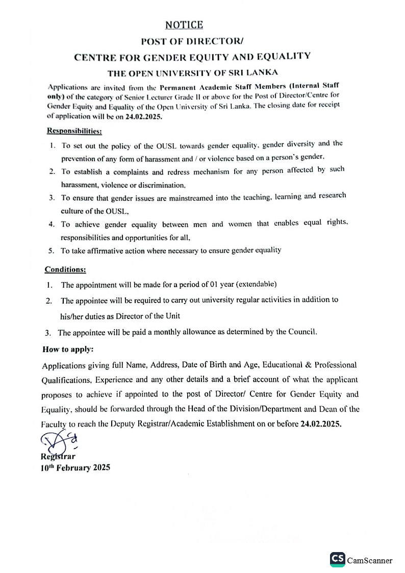 Director - The Open University of Sri Lanka