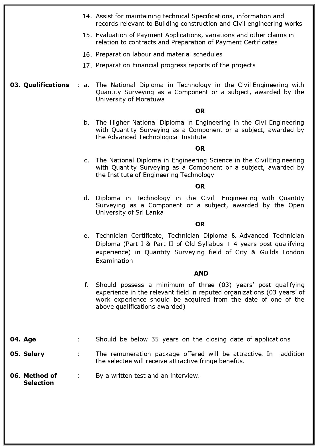 Technical Officer (Mechanical, Quantity Surveying) - Airport & Aviation Services (Sri Lanka) (Private) Limited