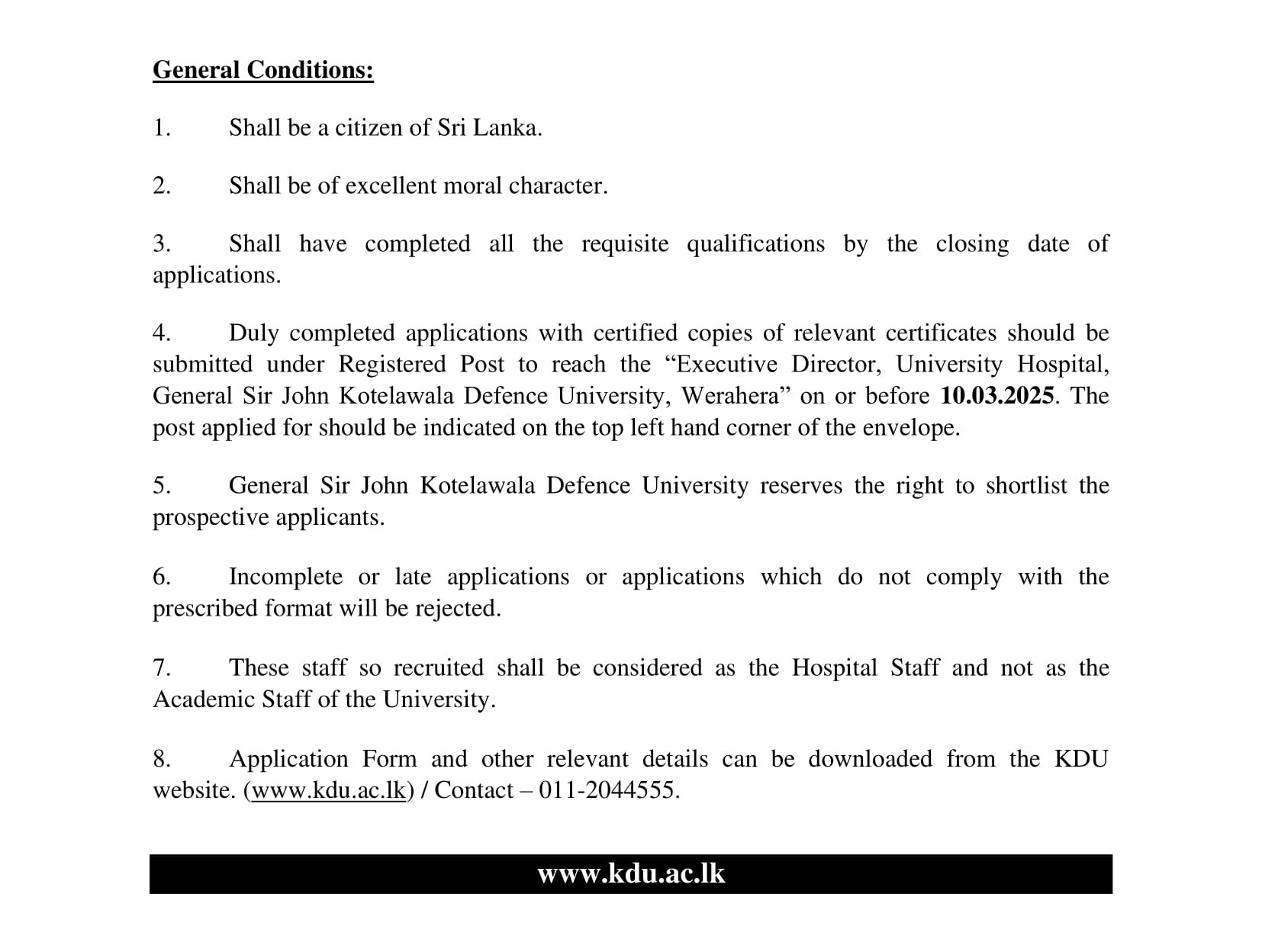 Marketing Officer - General Sir John Kotelawala Defence University