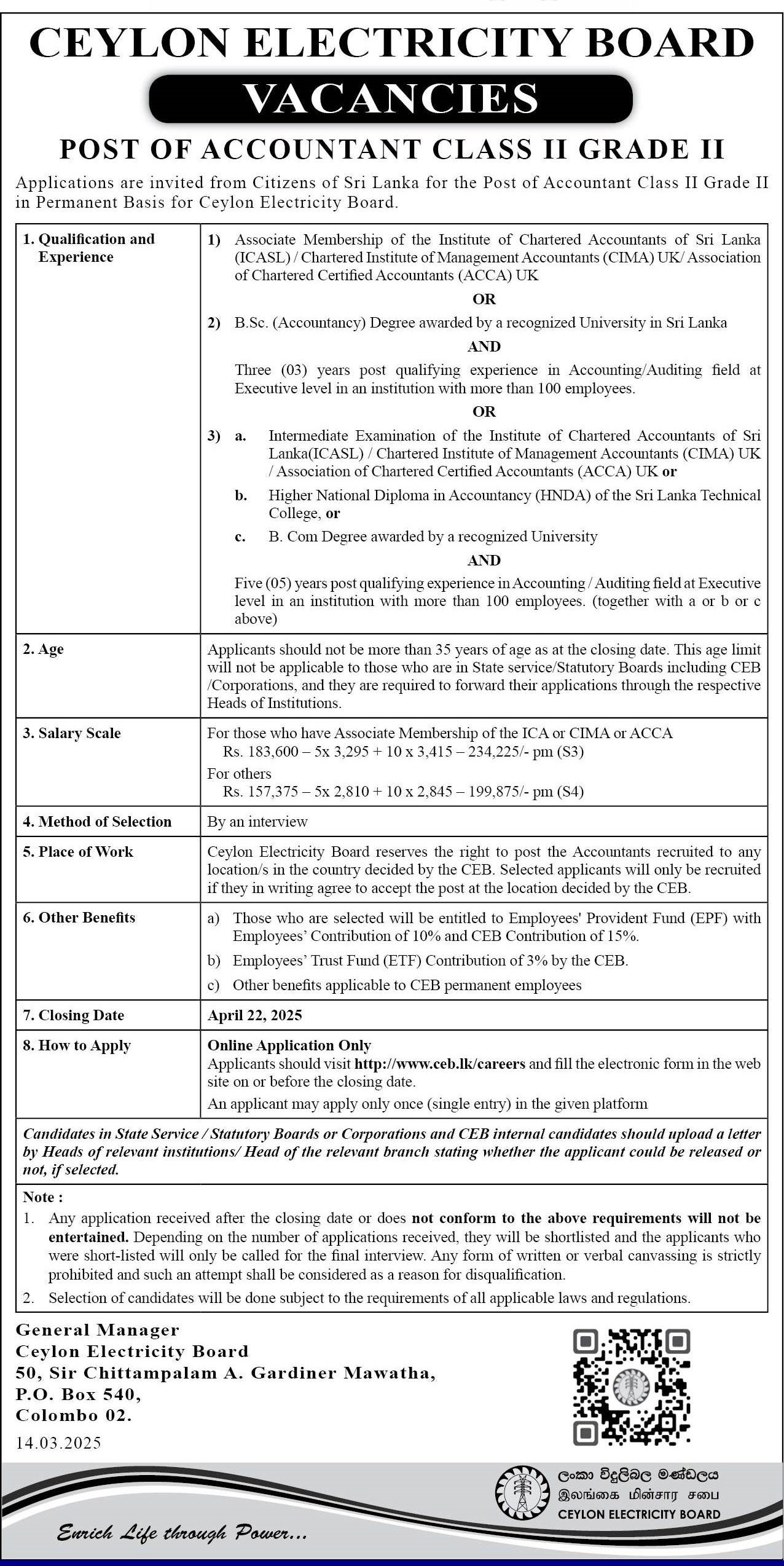 Accountant - Ceylon Electricity Board