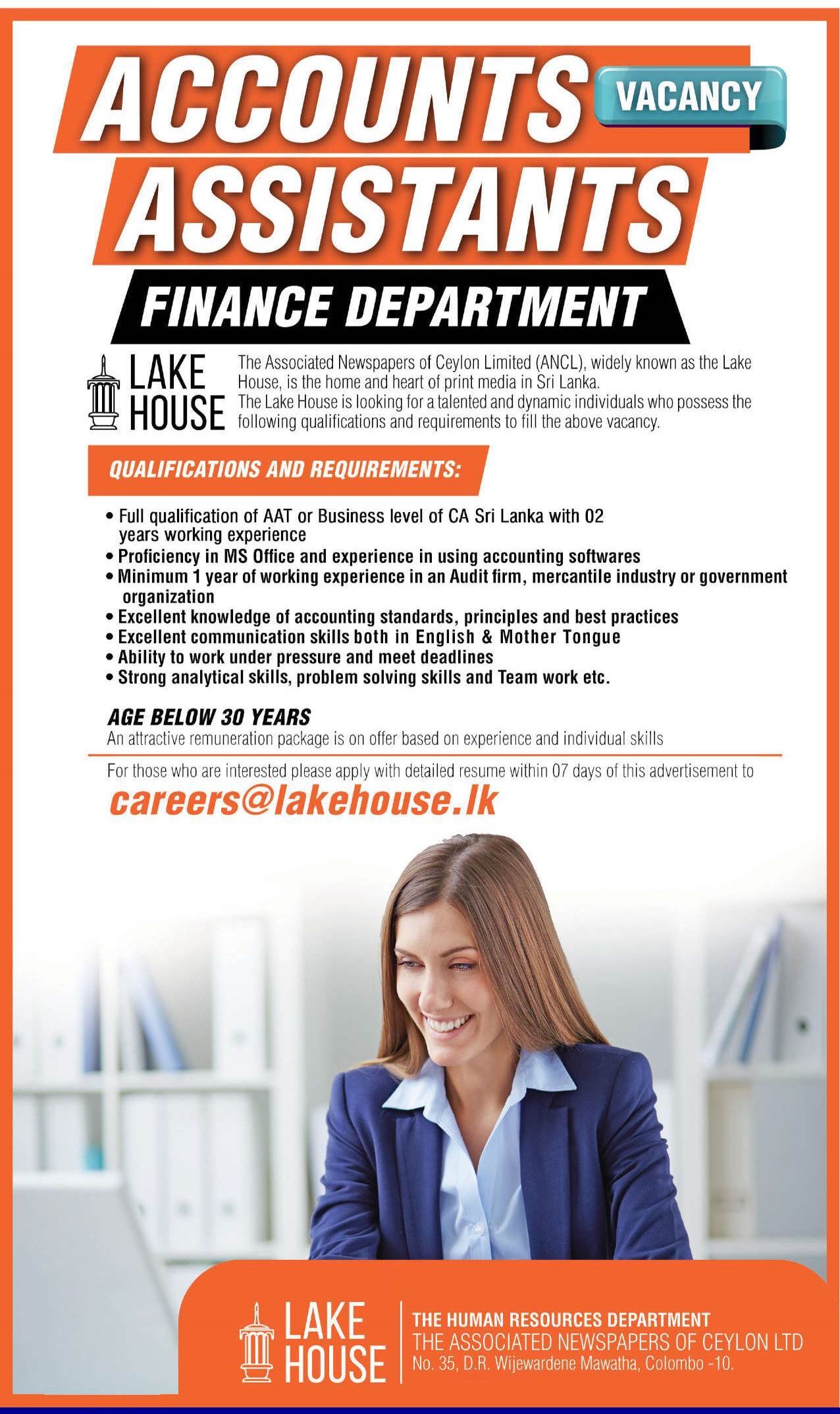 Accounts Assistant - The Associated Newspapers of Ceylon Limited 