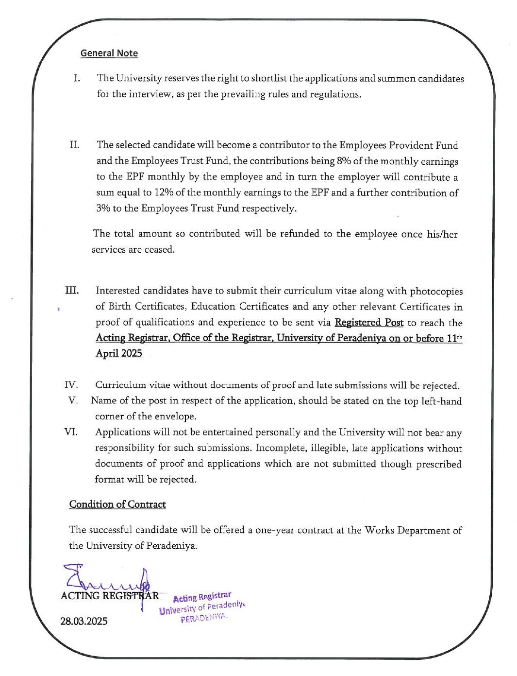Project Manager - University of Peradeniya