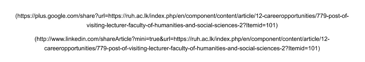 Visiting Lecturer - University of Ruhuna