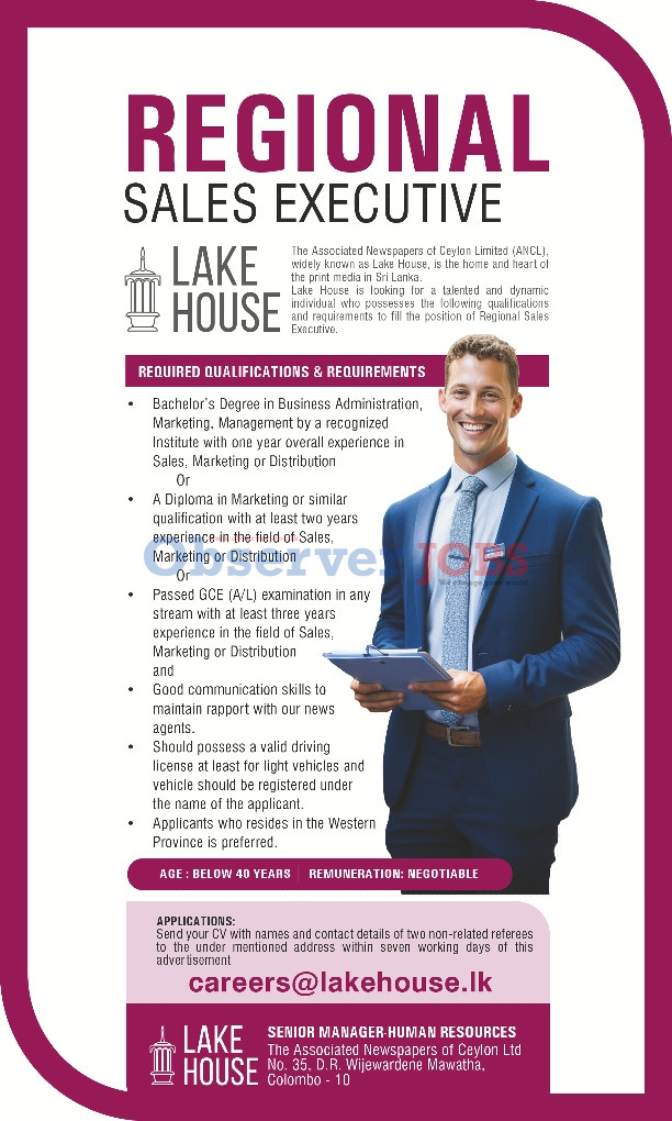Regional Sales Executive - The Associated Newspapers of Ceylon Limited