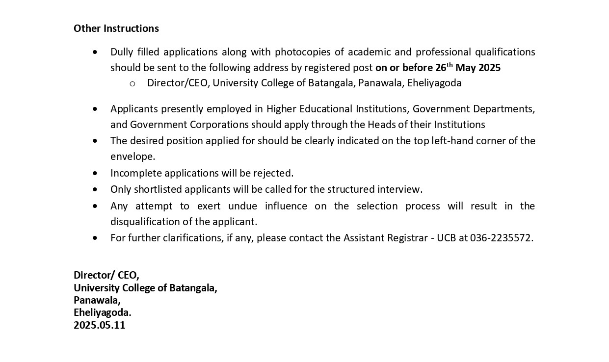 Management Assistant (Technological/Technical), Maintenance Technician - University of Vocational Technology