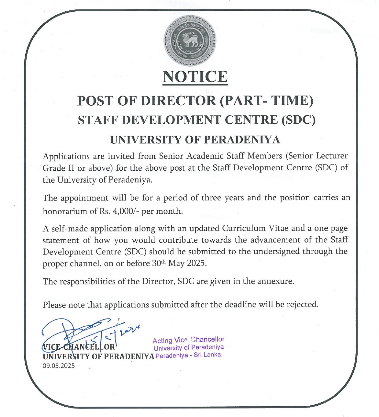 Director - University of Peradeniya