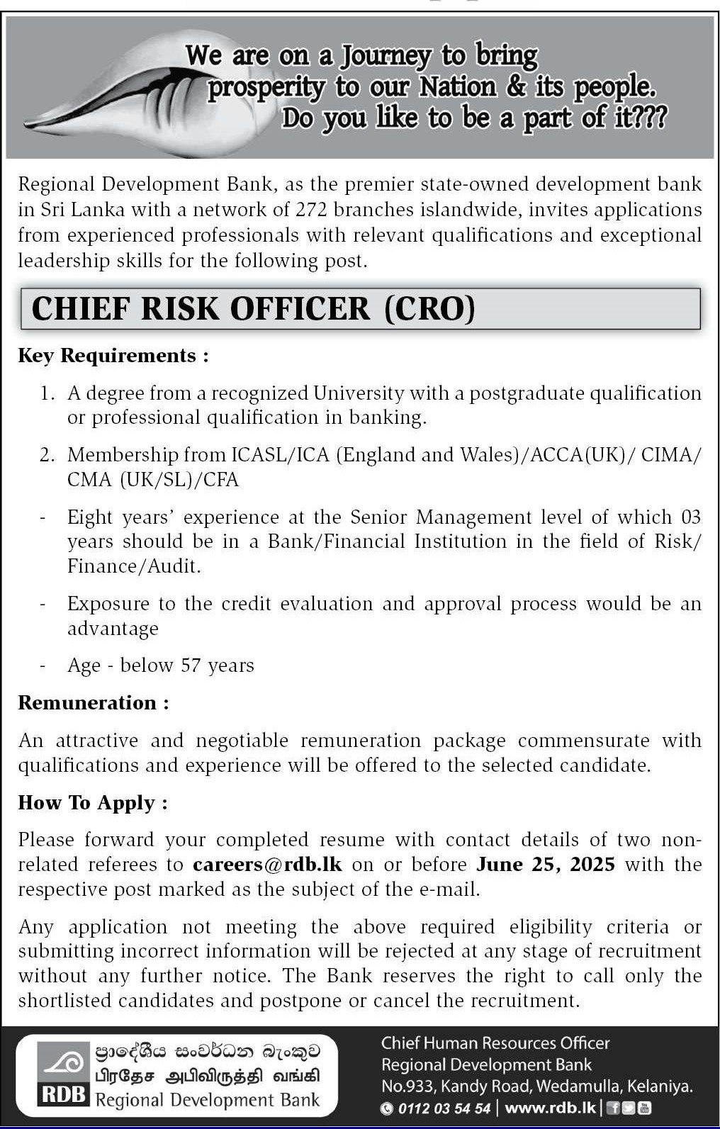 Chief Risk Officer - Regional Development Bank