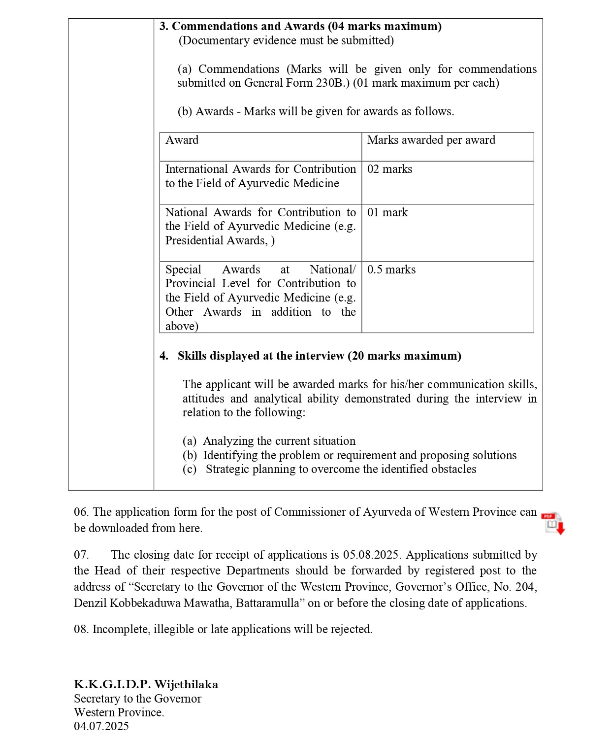 Commissioner of Ayurveda - Governor’s Office of Western Province