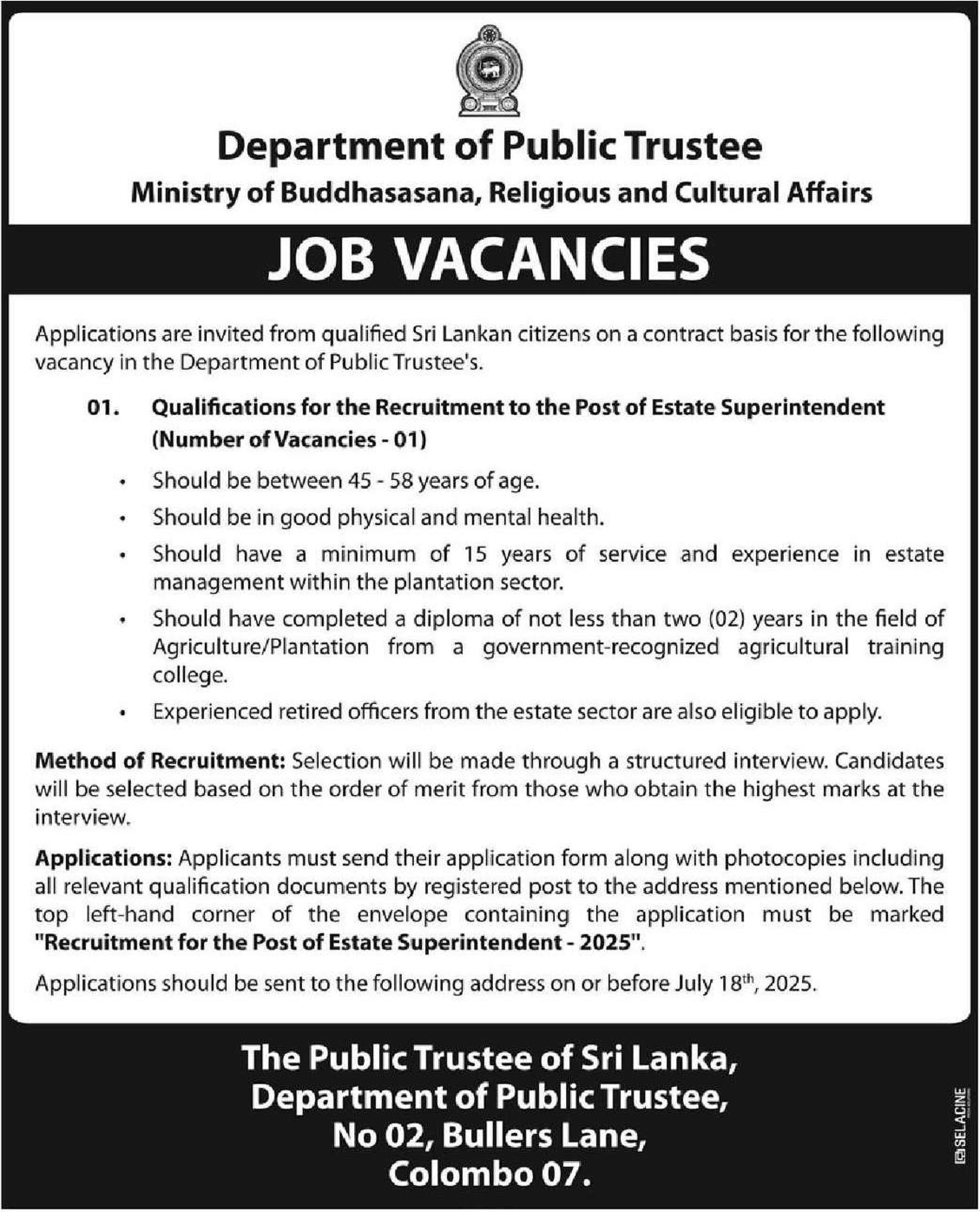 Estate Superintendent -Department of Public Trustee