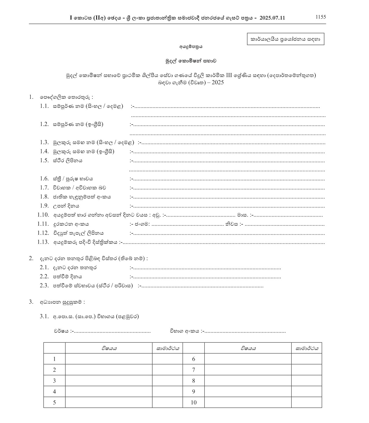 Electrician (Open) - Finance Commission