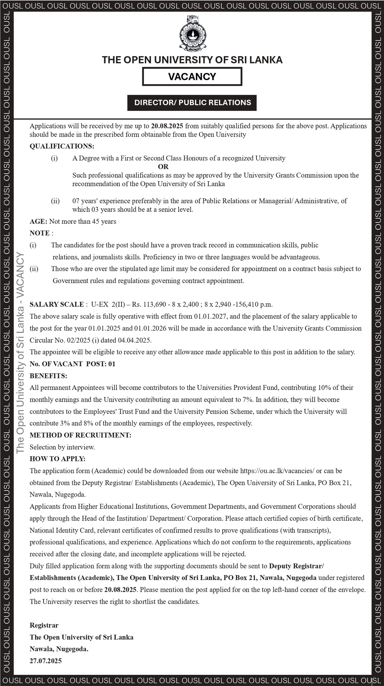 Director - The Open University of Sri Lanka