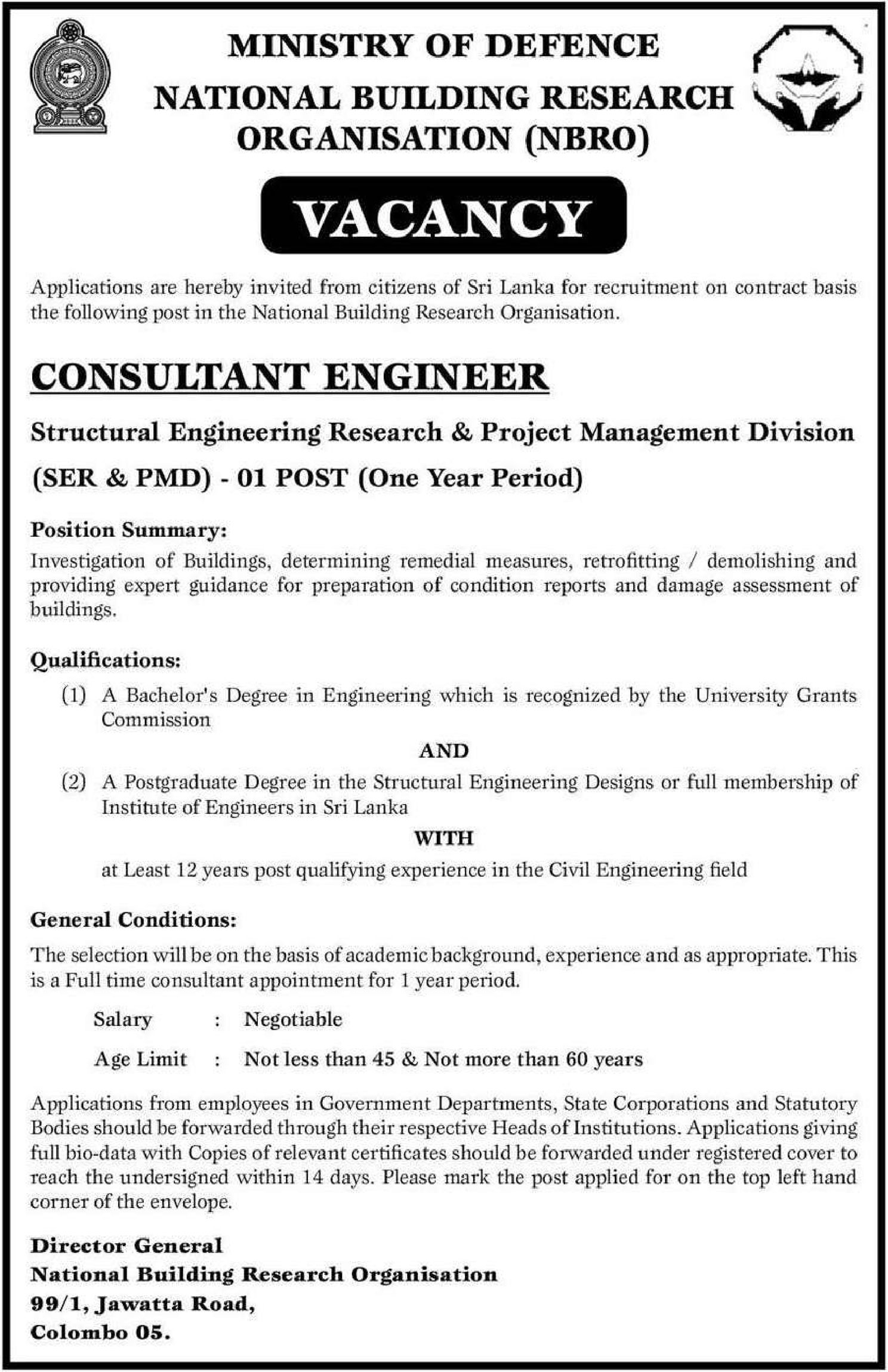 Consultant Engineer - National Building Research Organization
