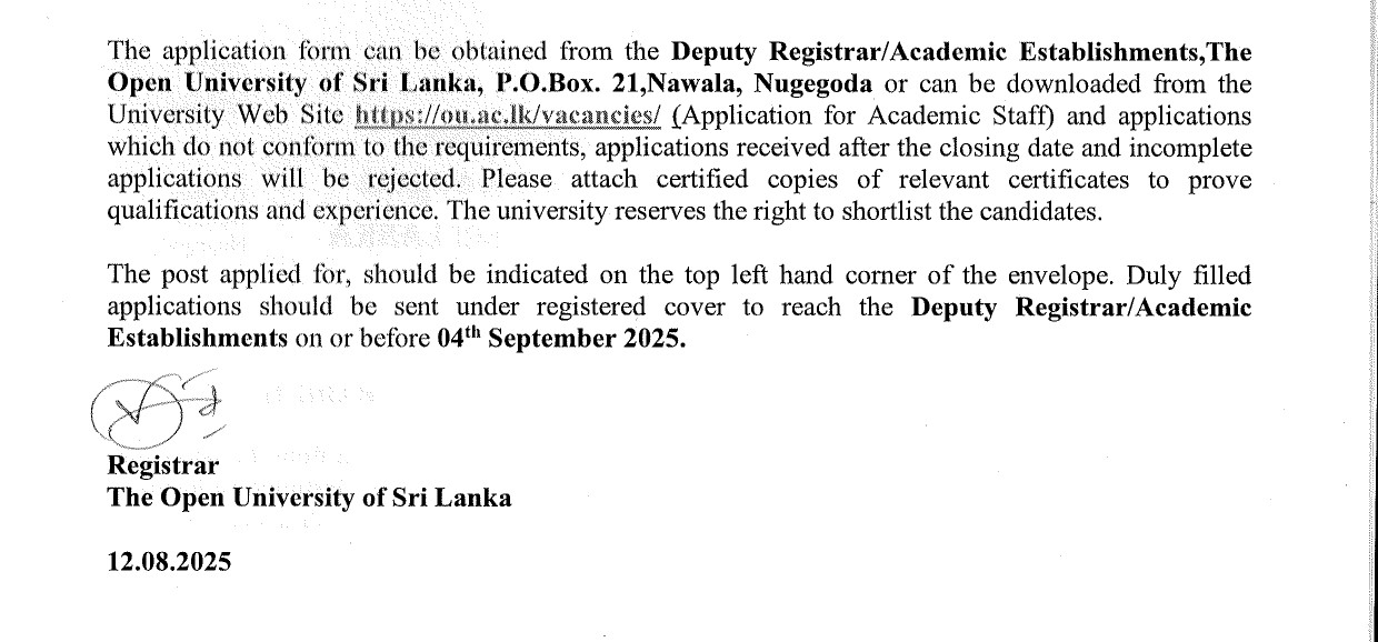 Chief Security Officer - The Open University of Sri Lanka