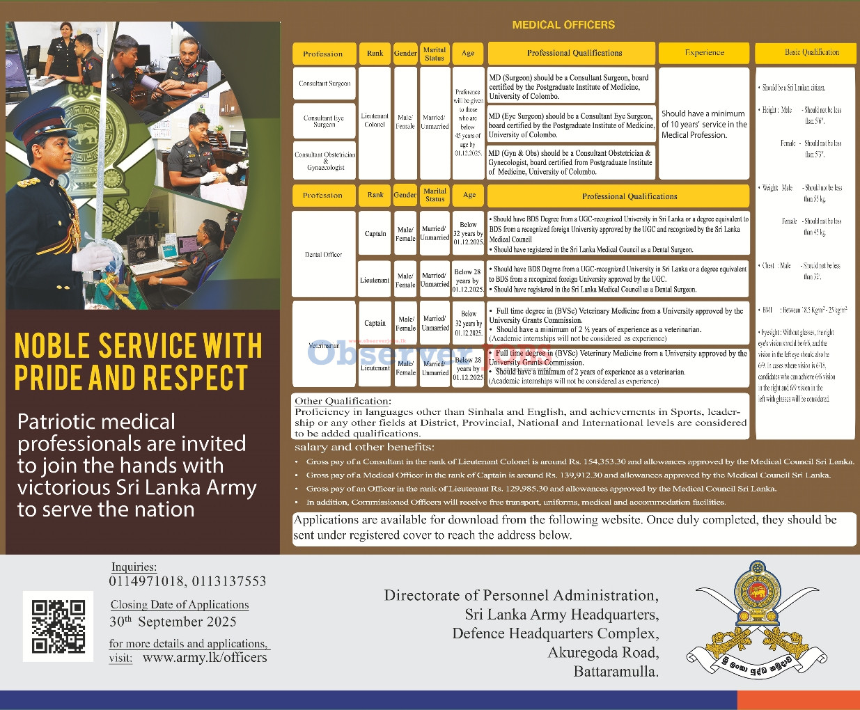 Medical Officer - Sri Lanka Army