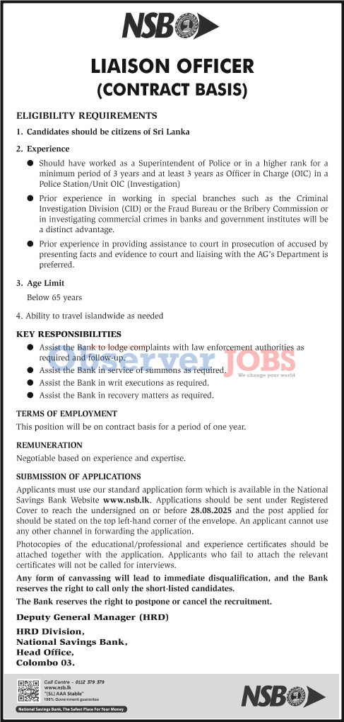 Liaison Officer - National Savings Bank