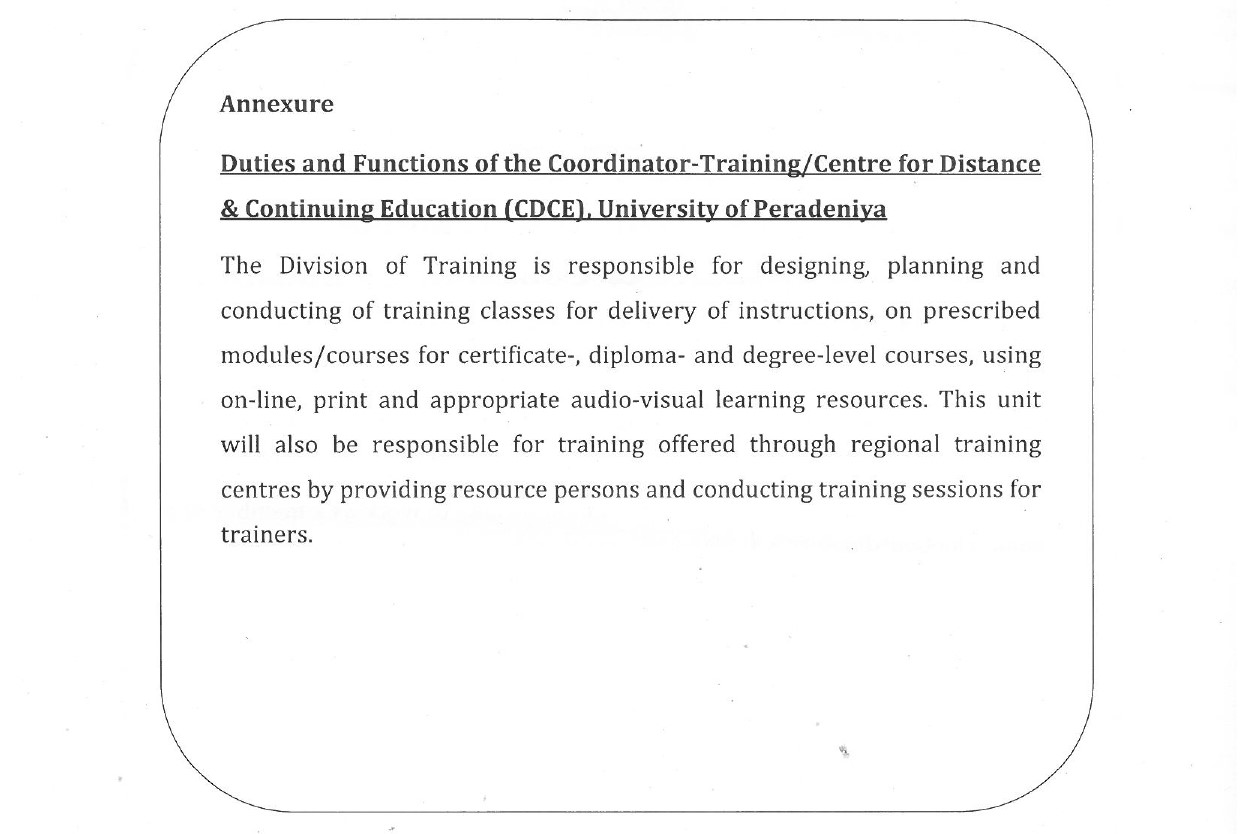 Coordinator - University of Peradeniya