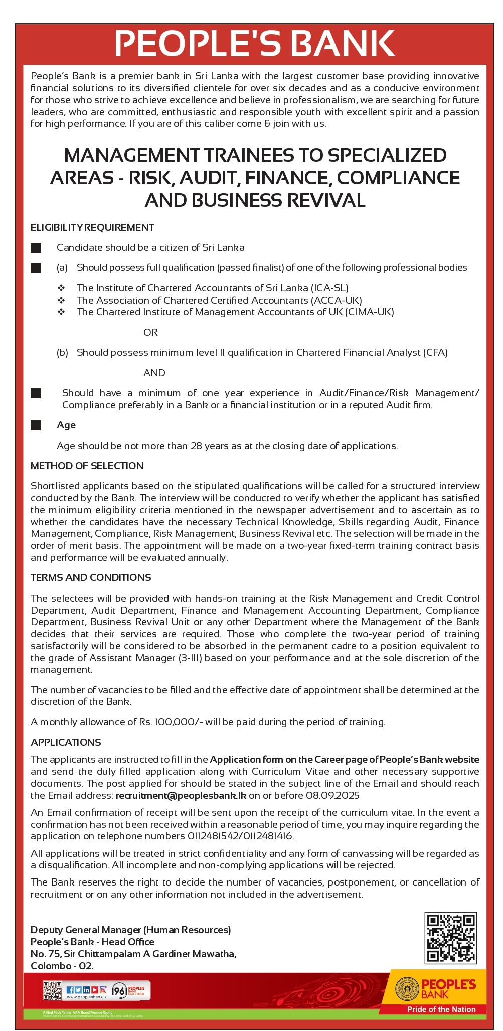 Management Trainee - People’s Bank