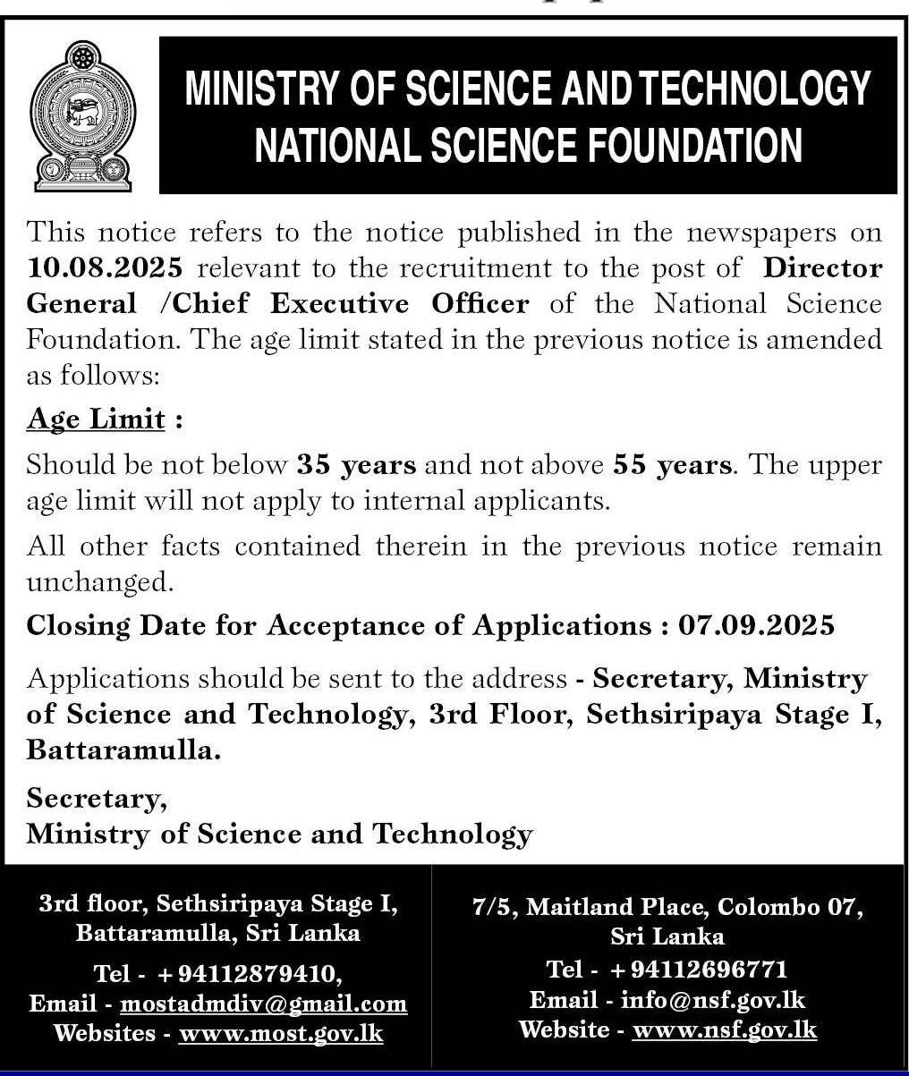 Director General/Chief Executive Officer - National Science Foundation