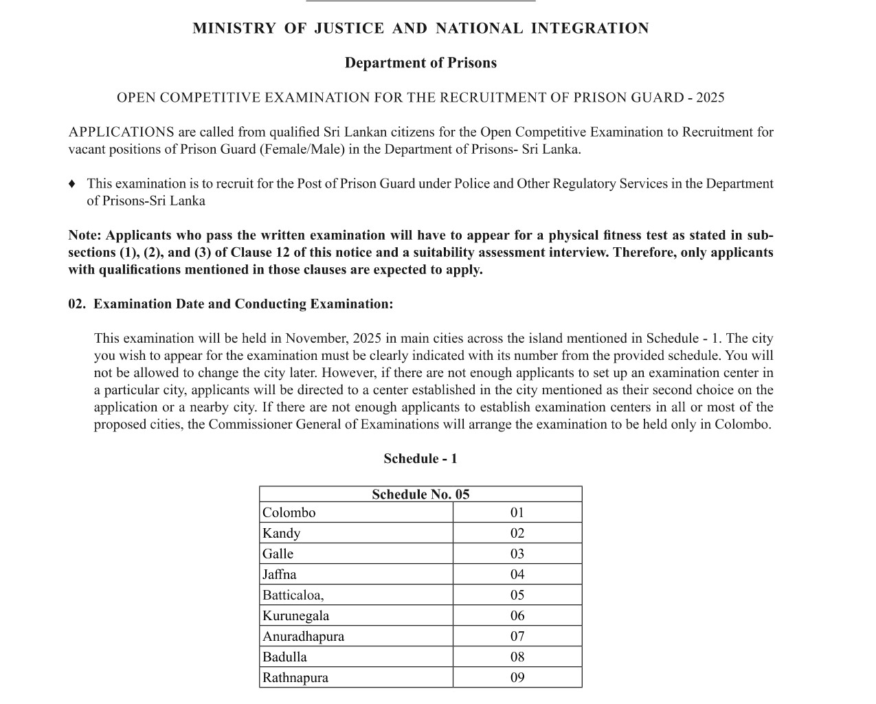 Prison Guard (Open) - Department of Prisons