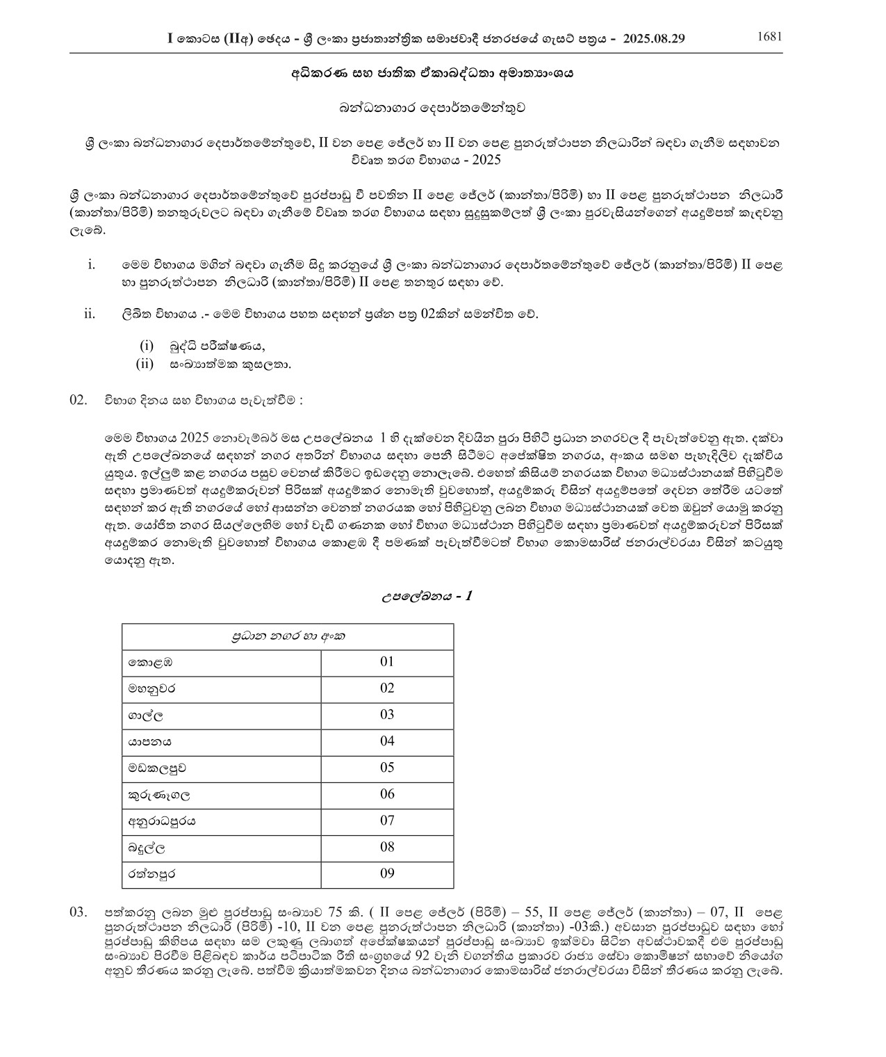 Jailor (Open), Rehabilitation Officer (Open) - Department of Prisons