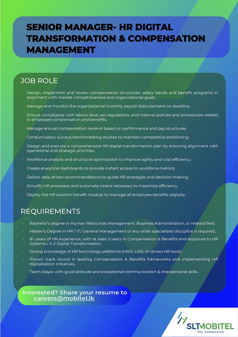 Executive, Senior Manager, Assistant Manager, Software Quality Assurance Engineer - SLTMobitel