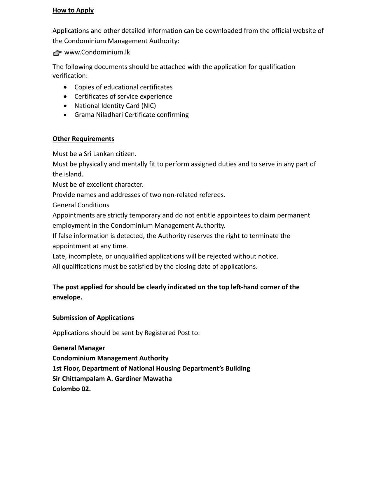 Management Assistant, Office Assistant/Labourer - Condominium Management Authority