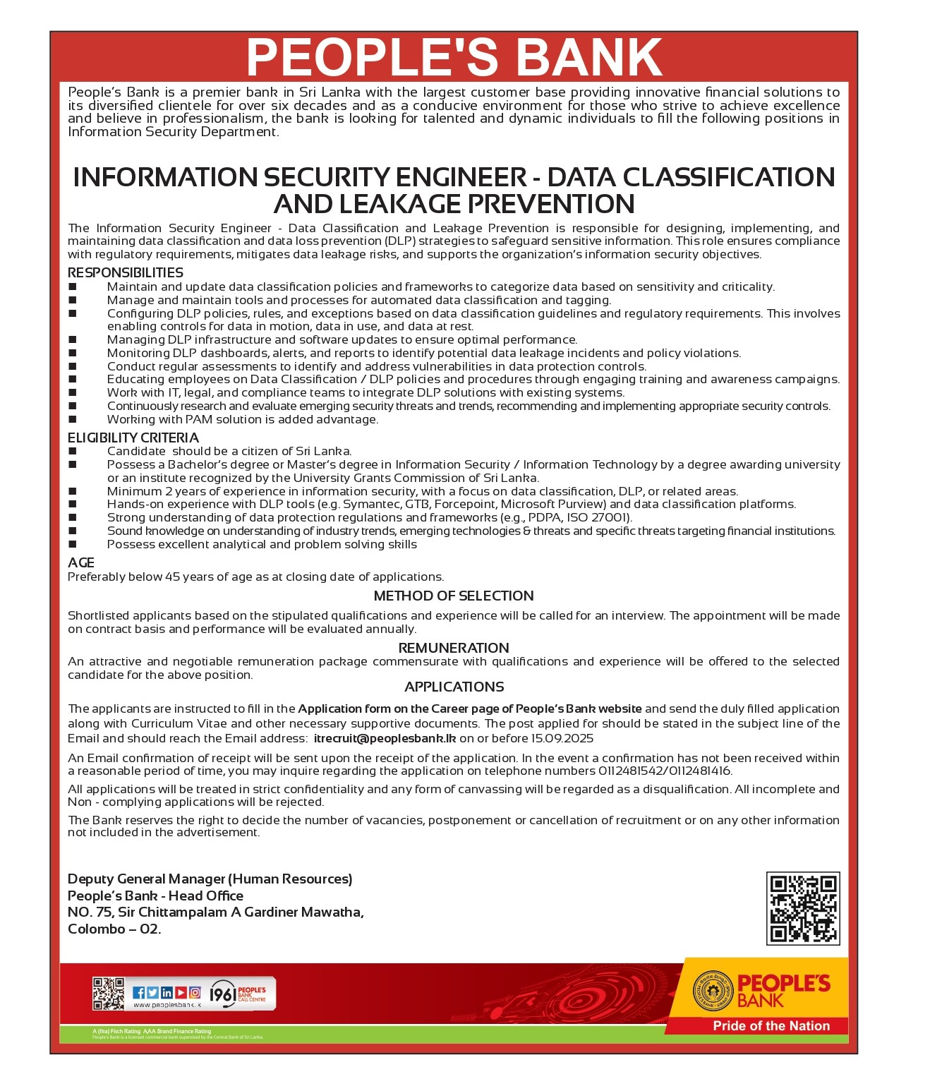 Information Security Engineer - People’s Bank